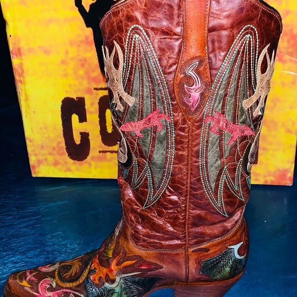 Corral dragon boots  cognac inlay size 9 - Picture 8 of 8